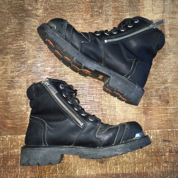 Harley Davidson Stealth Riding Boot Womens 9.5 Black Leather Biker Rocker 81641 - Picture 9 of 13